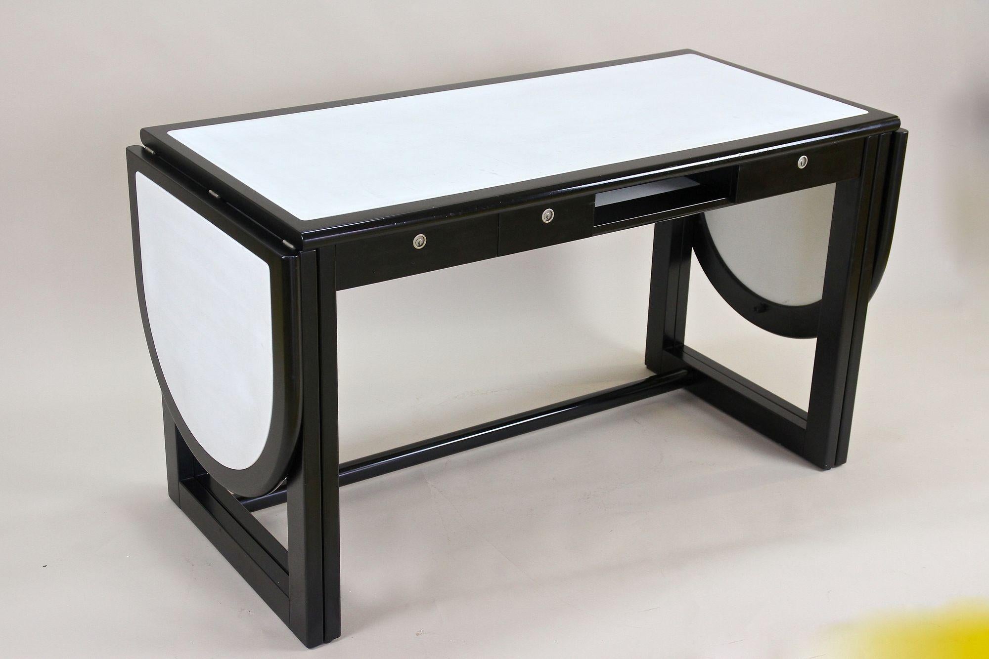 Black Writing Desk with White Leather Surface by Thonet, Detachable, circa 1980 10