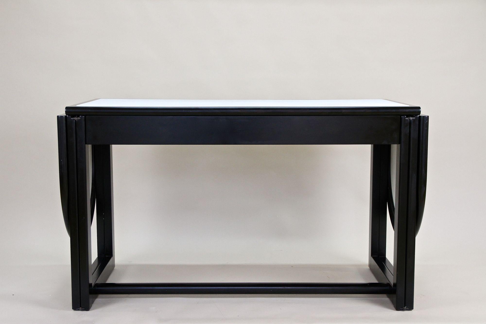 Black Writing Desk with White Leather Surface by Thonet, Detachable, circa 1980 11
