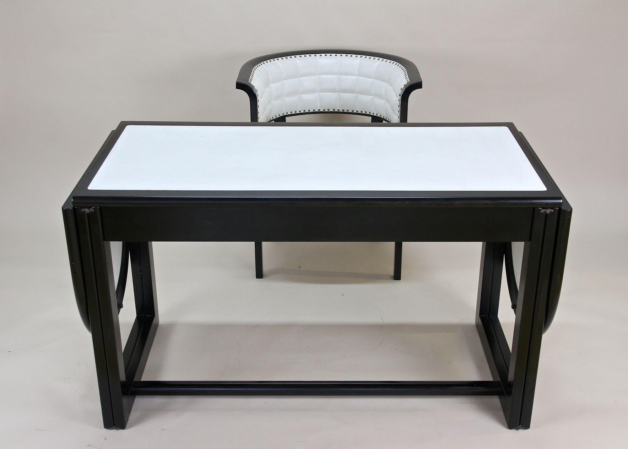 Black Writing Desk with White Leather Surface by Thonet, Detachable, circa 1980 12