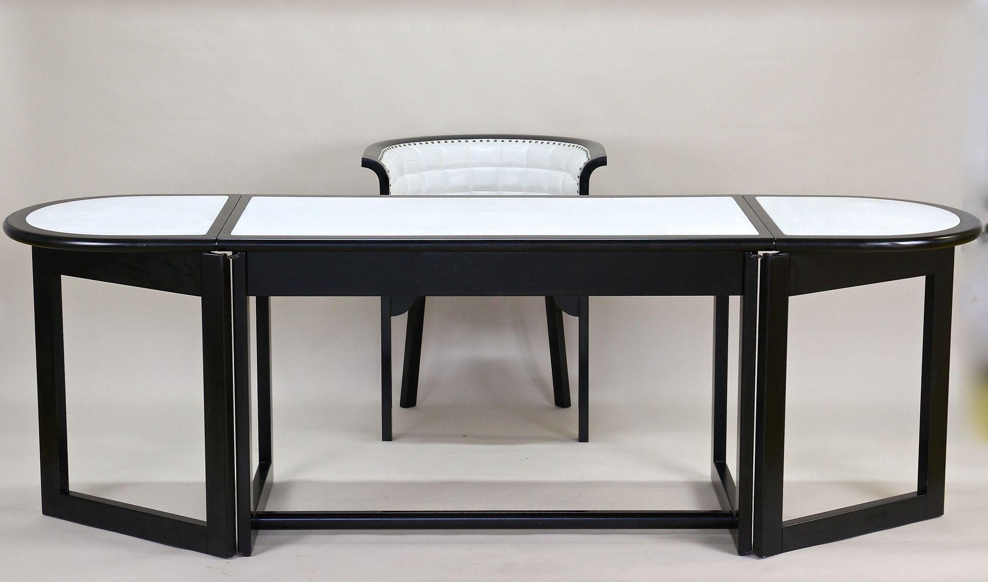 Black Writing Desk with White Leather Surface by Thonet, Detachable, circa 1980 13