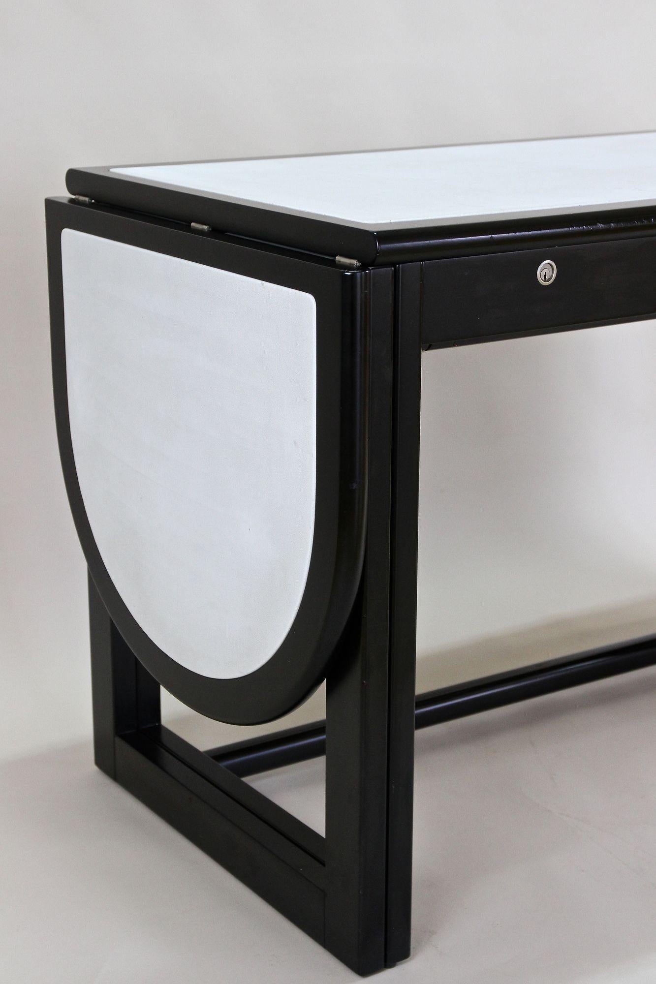 Black Writing Desk with White Leather Surface by Thonet, Detachable, circa 1980 1