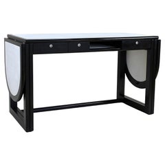 Black Writing Desk with White Leather Surface by Thonet, Detachable, circa 1980