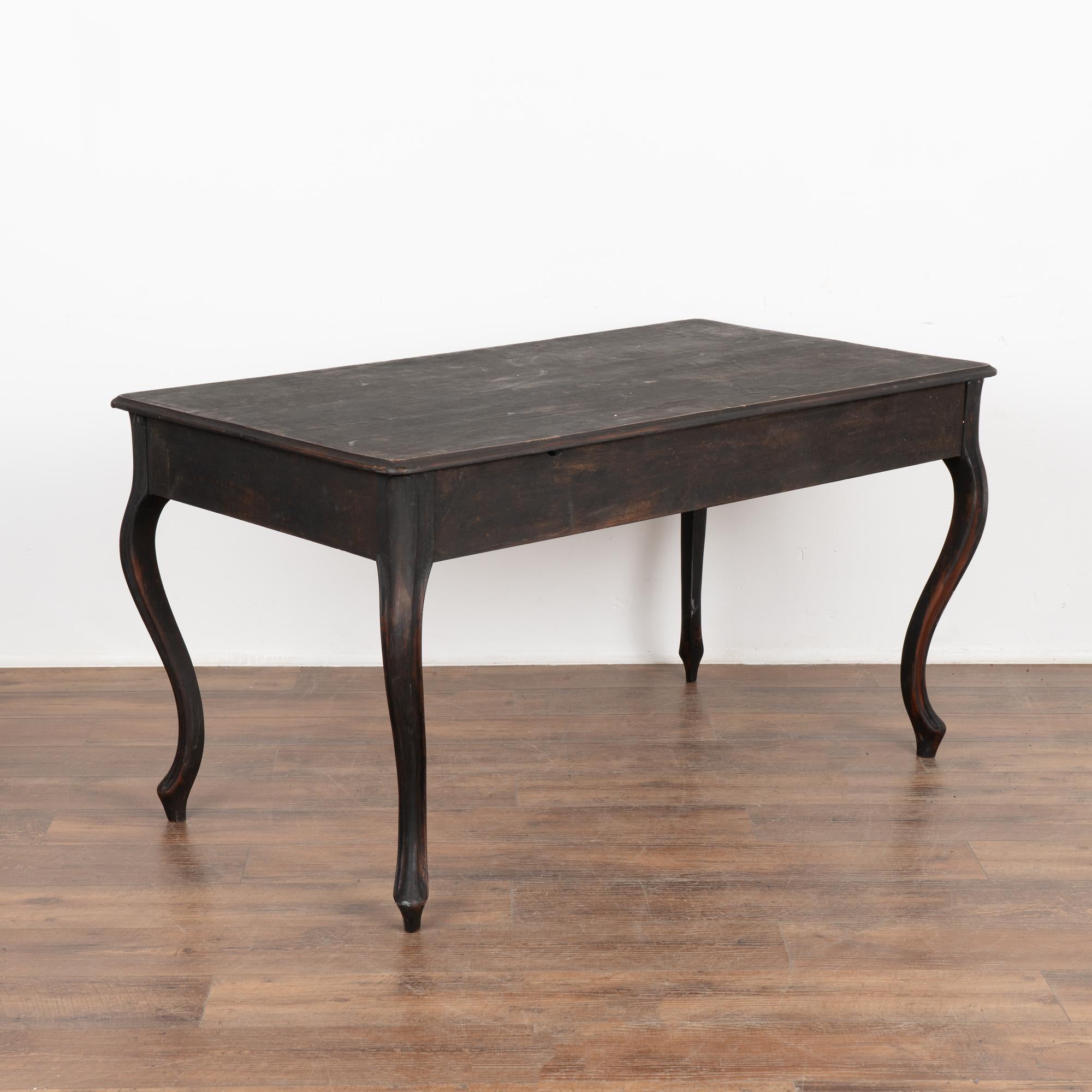 Black Writing Table Desk With Three Drawers, Sweden circa 1900 3