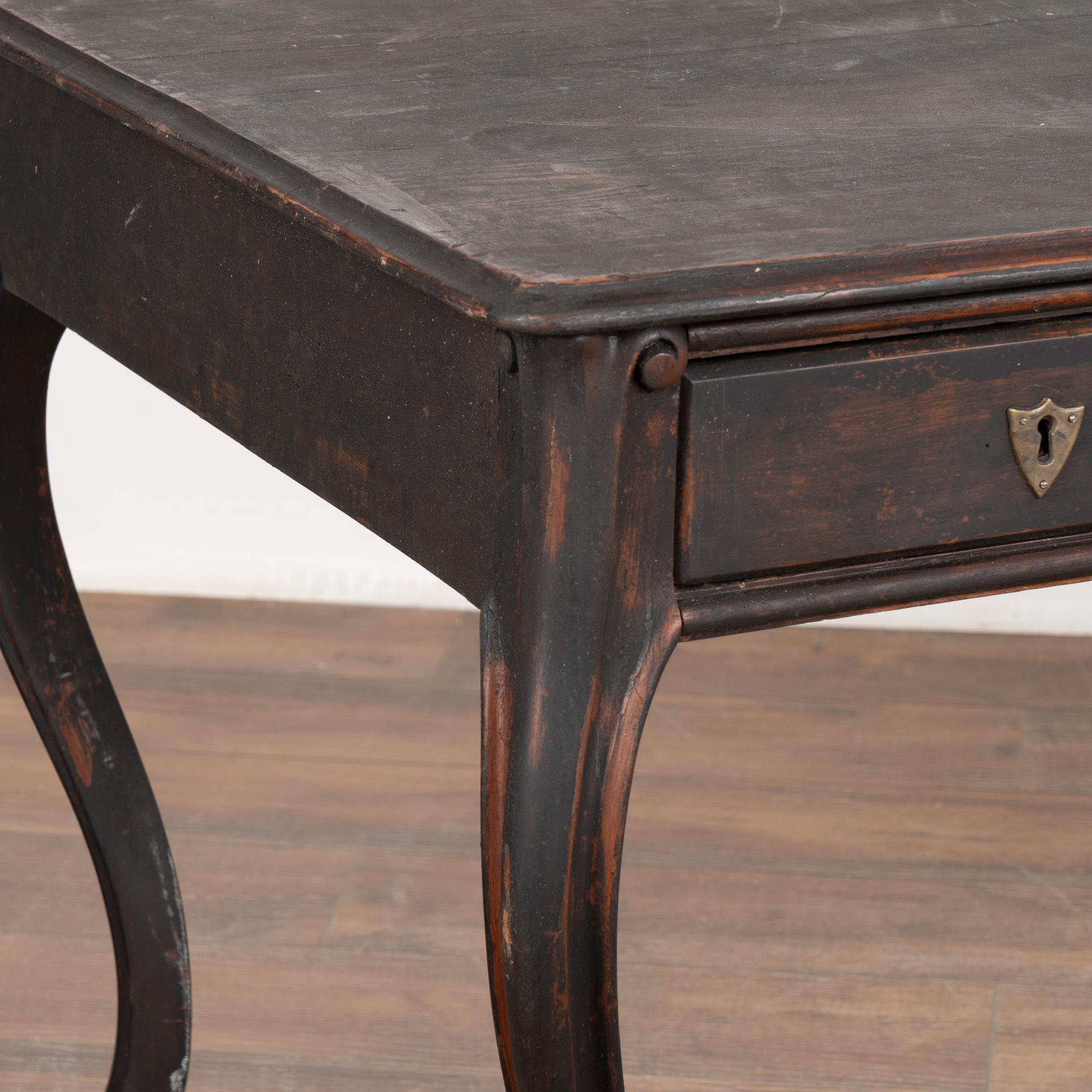 Black Writing Table Desk With Three Drawers, Sweden circa 1900 1