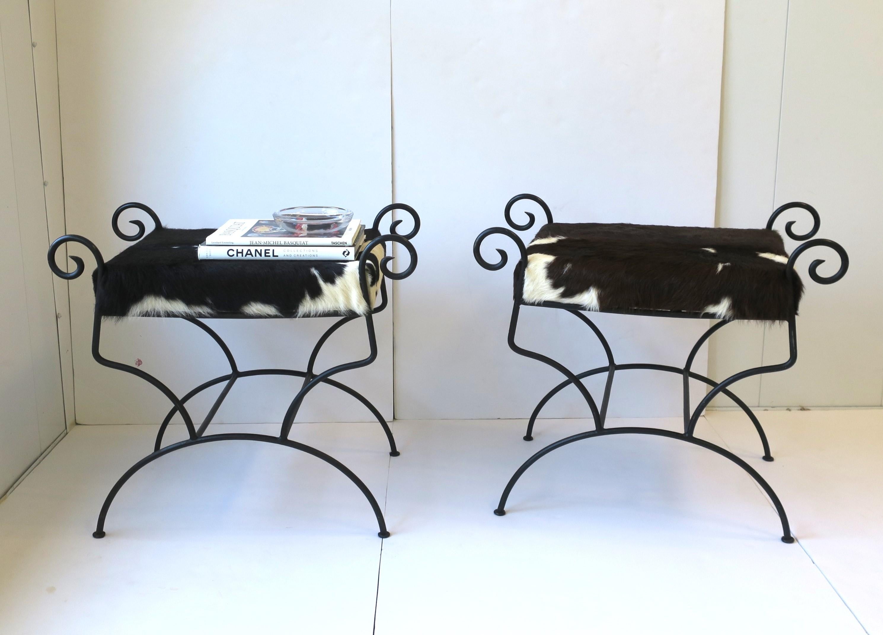 Hide Benches or Stools, Pair For Sale 2