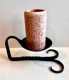 Black Wrought Iron Chamberstick Candle Holder, Artist Unknown