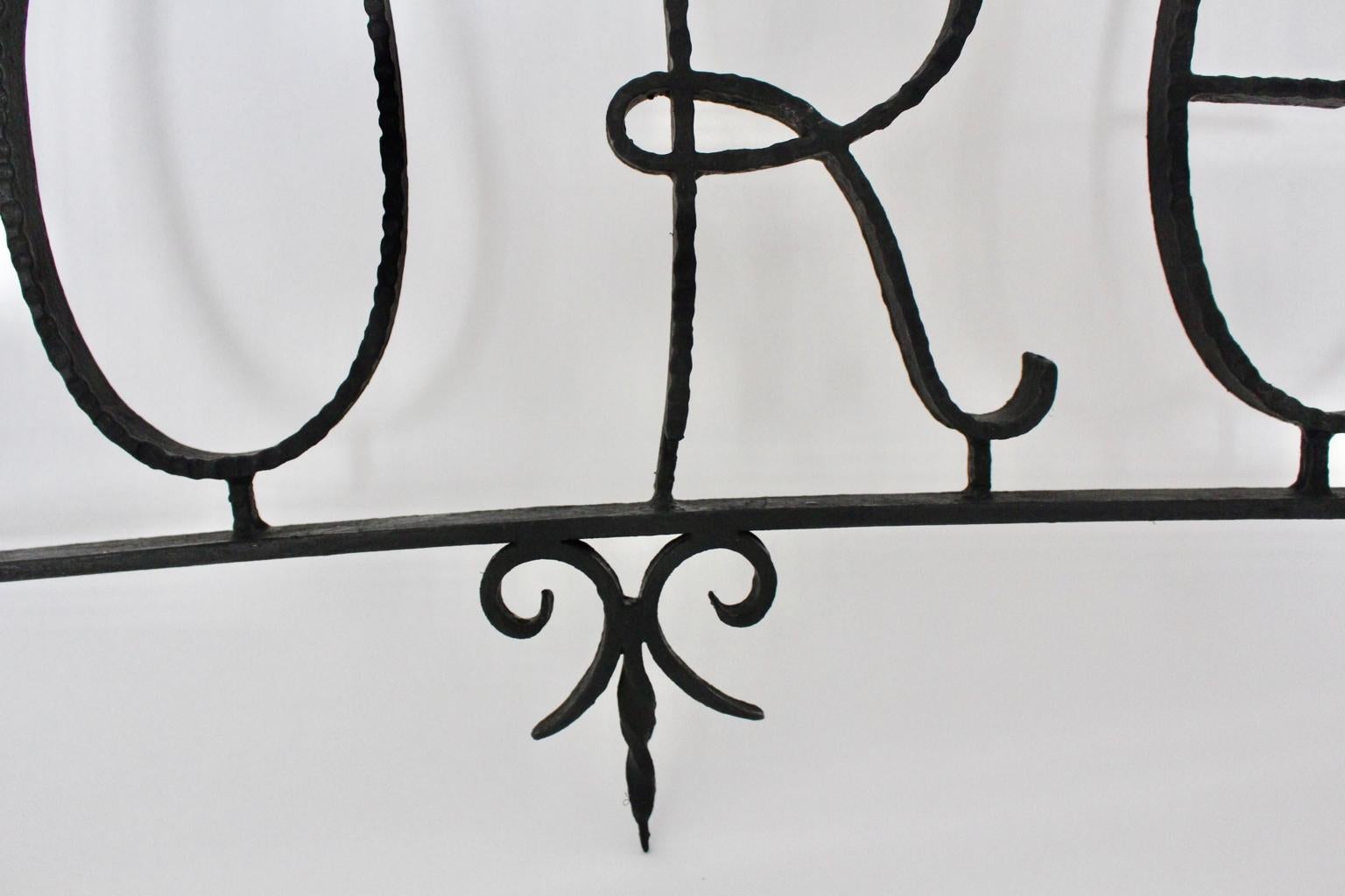Black Wrought Iron Company Sign Pastry Shop Austria, circa 1950 For Sale 4
