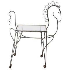 Carrello da portata a cavallo in ferro battuto nero