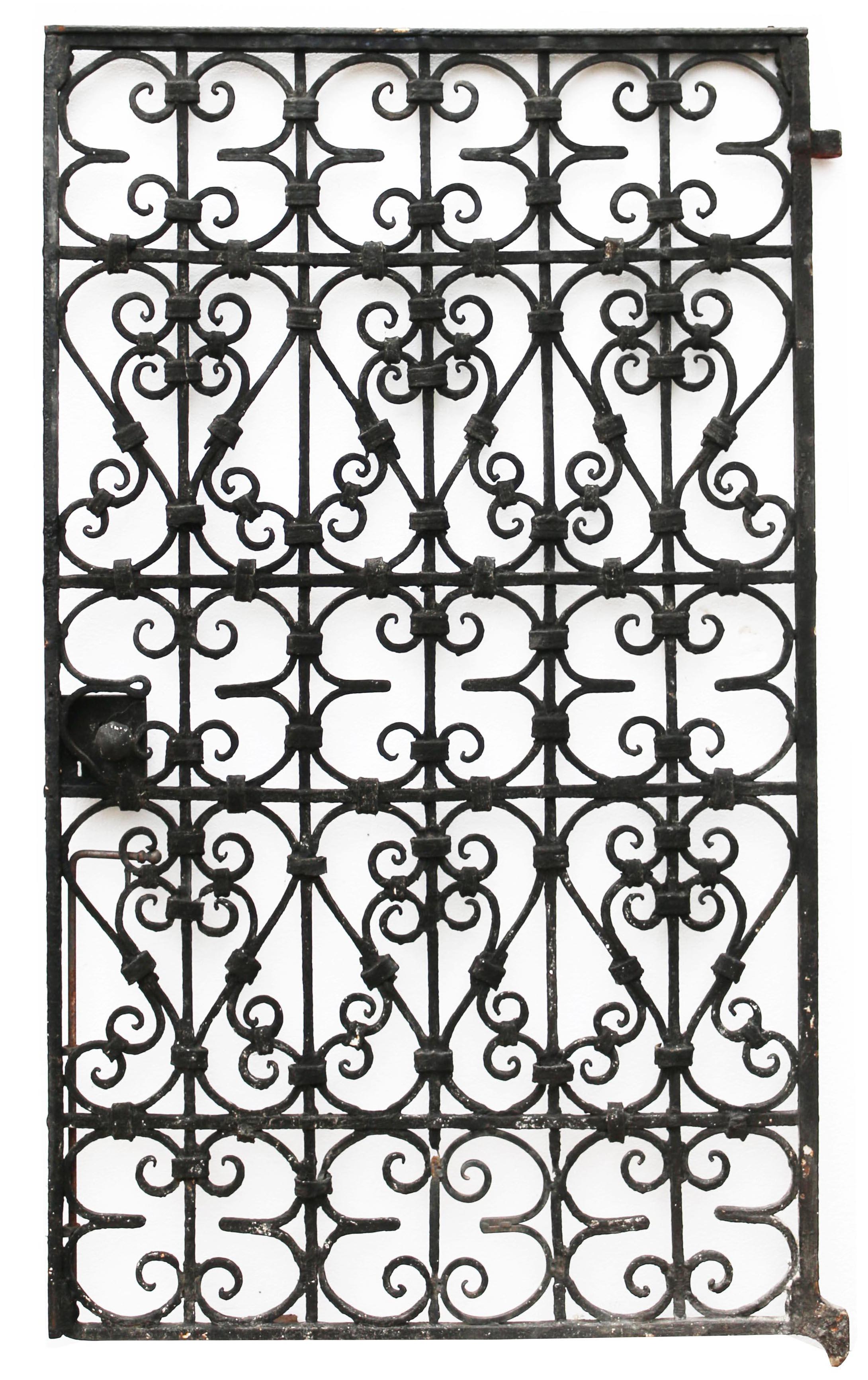 English Black Wrought Iron Pedestrian Gate, circa 1900