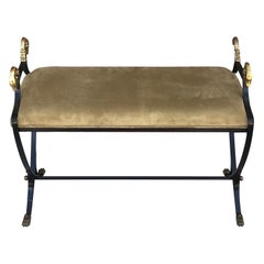 Black Wrought Iron Swan Bench by Maison Jansen