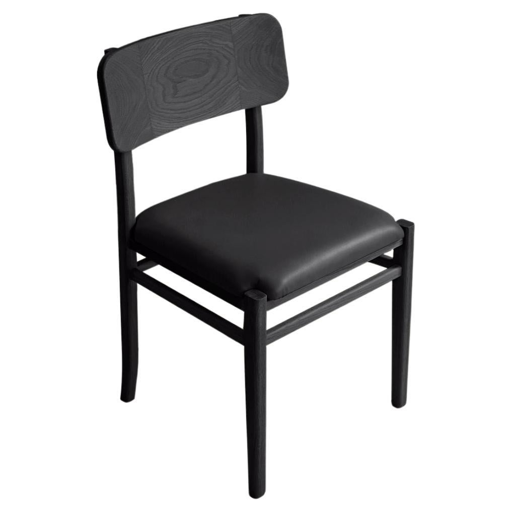 Black Oak Chair with Leather Seat Laws of Motion by Joel Escalona For
