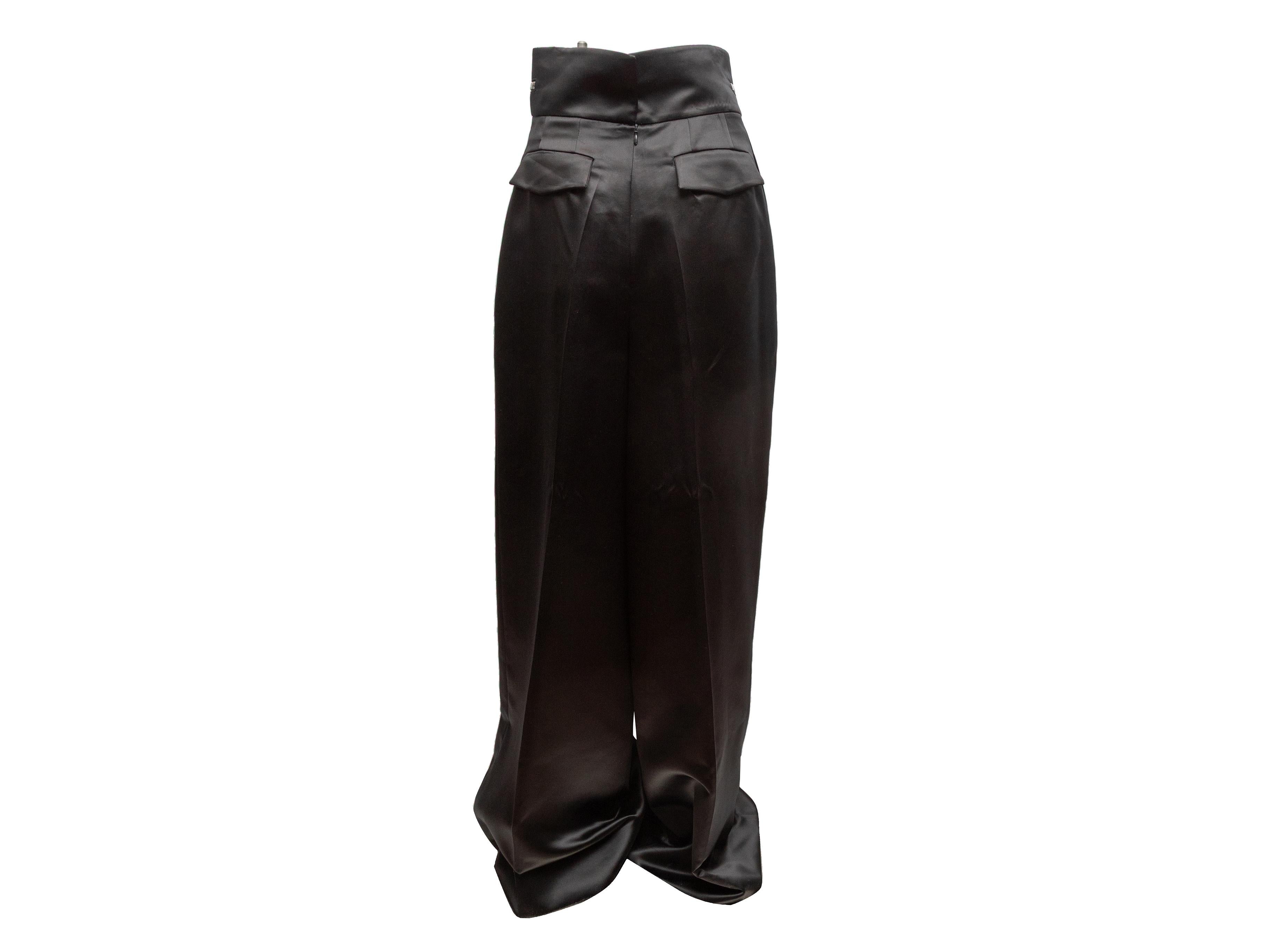 Nero Pantaloni a vita alta a pieghe in raso nero Yang Yang Li Taglia EU 44 in vendita