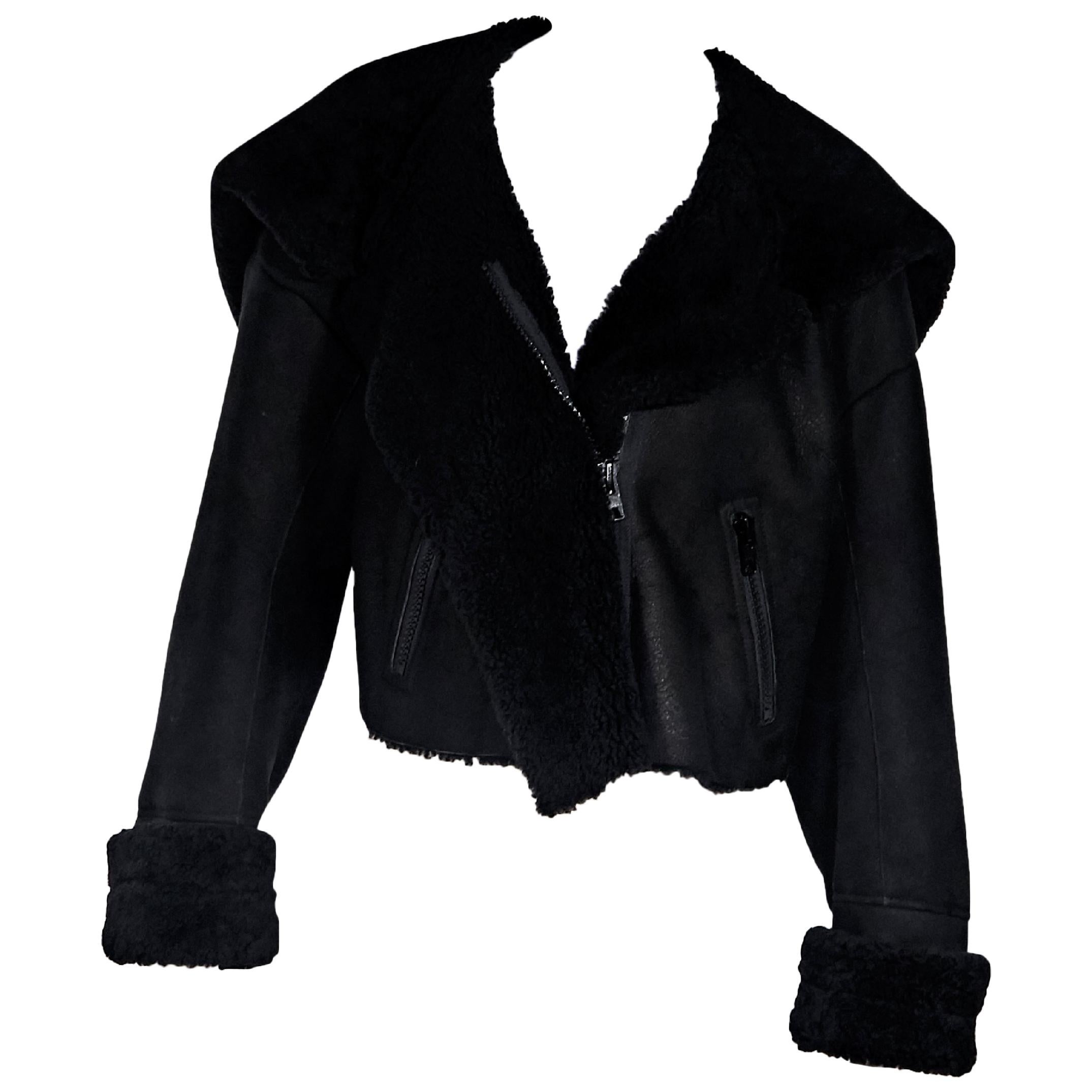 Black Yeezy Cropped Shearling Jacket