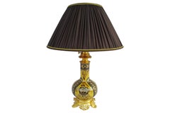 Black Yellow and Gold Lunéville Faience Lamp, circa 1900