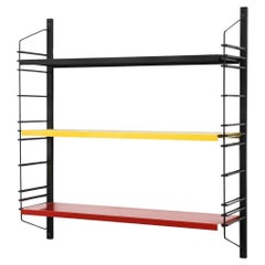 Scaffale in metallo industriale in stile Tomado nero, giallo e rosso di Drentea, anni '60