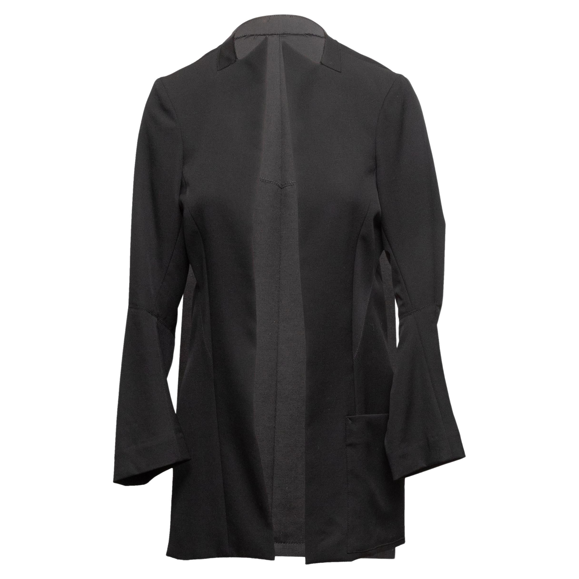 Giacca nera aperta Yohji Yamamoto Designer Taglia 2 in vendita