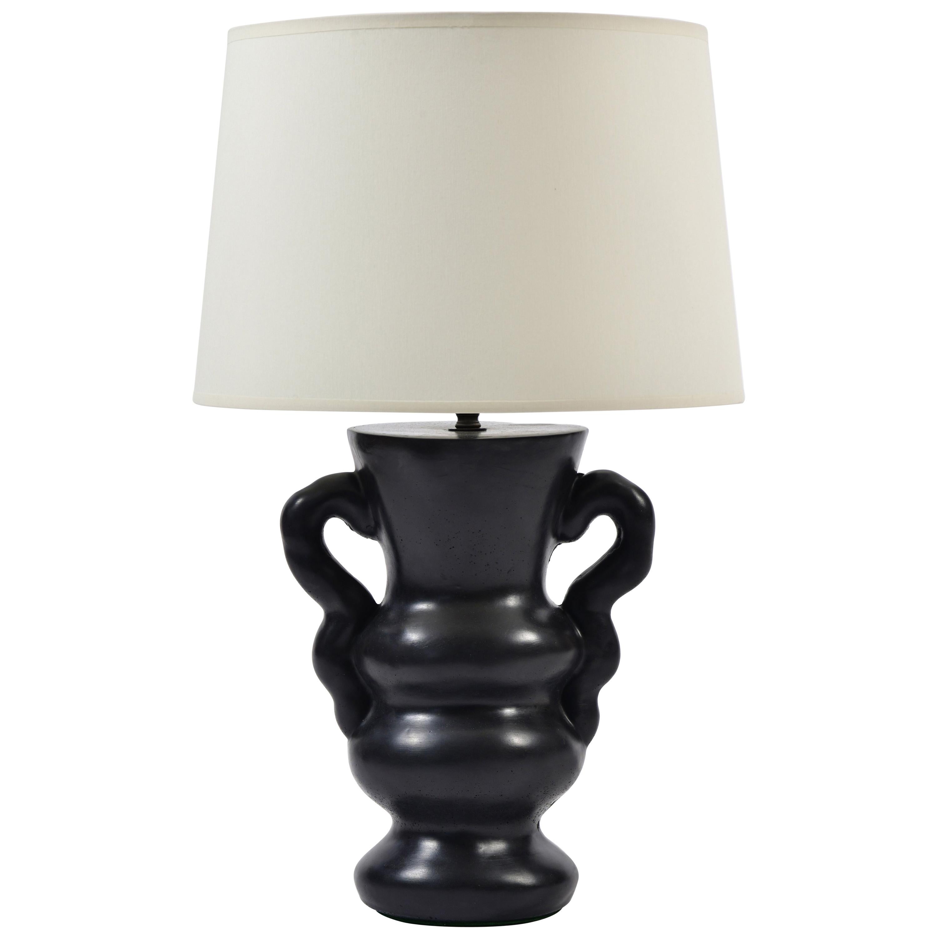 Black 
Ysolde
 Polished Plaster Table Lamp, by Dorian Caffot de Fawes