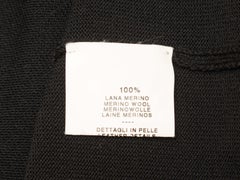 Black Yves Saint Laurent Merino Wool Leather-Trimmed Dress
