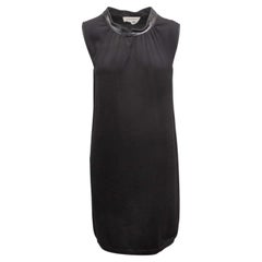 Black Yves Saint Laurent Merino Wool Leather-Trimmed Dress