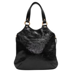 Sac à main en cuir verni Yves Saint Laurent, noir