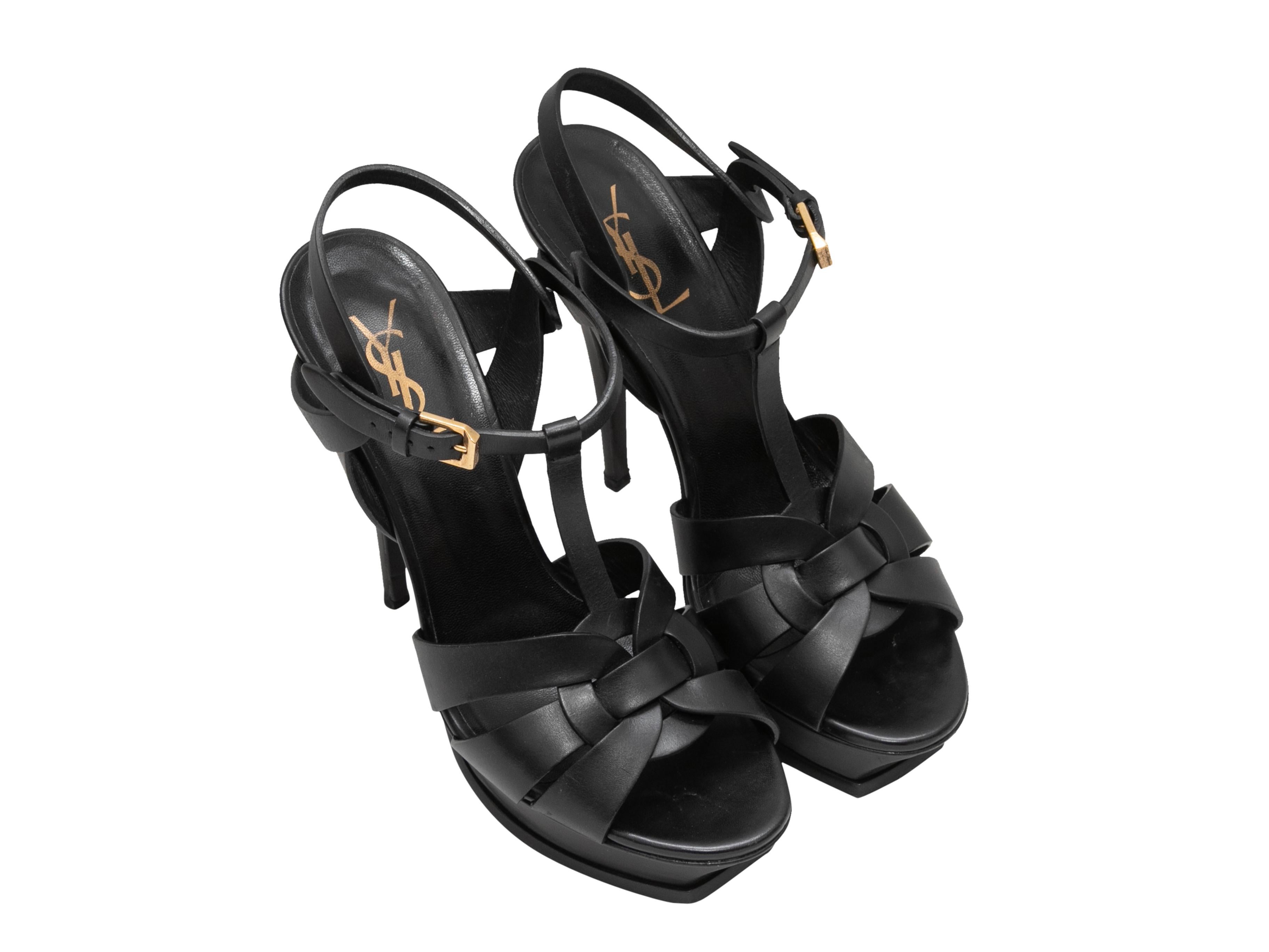 Black Yves Saint Laurent Platform Sandals Size 39 In Good Condition In New York, NY