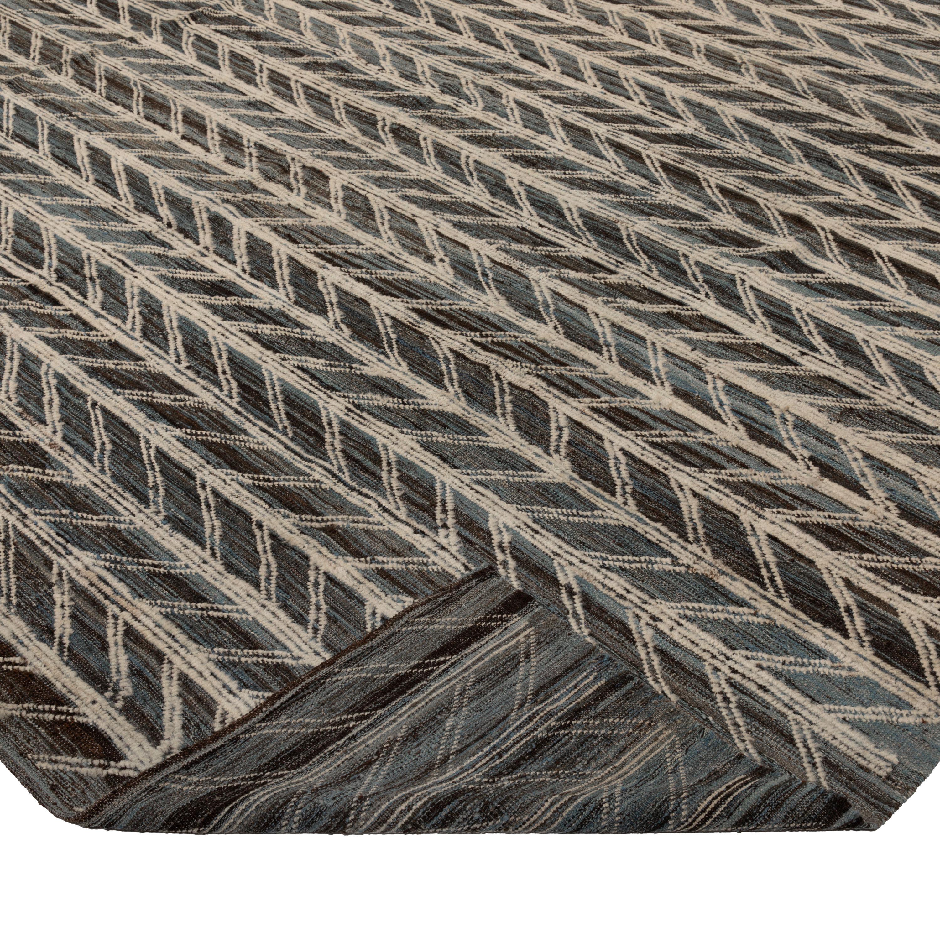 Afghan abc carpet Tapis en laine moderne Zameen noir - 10'9