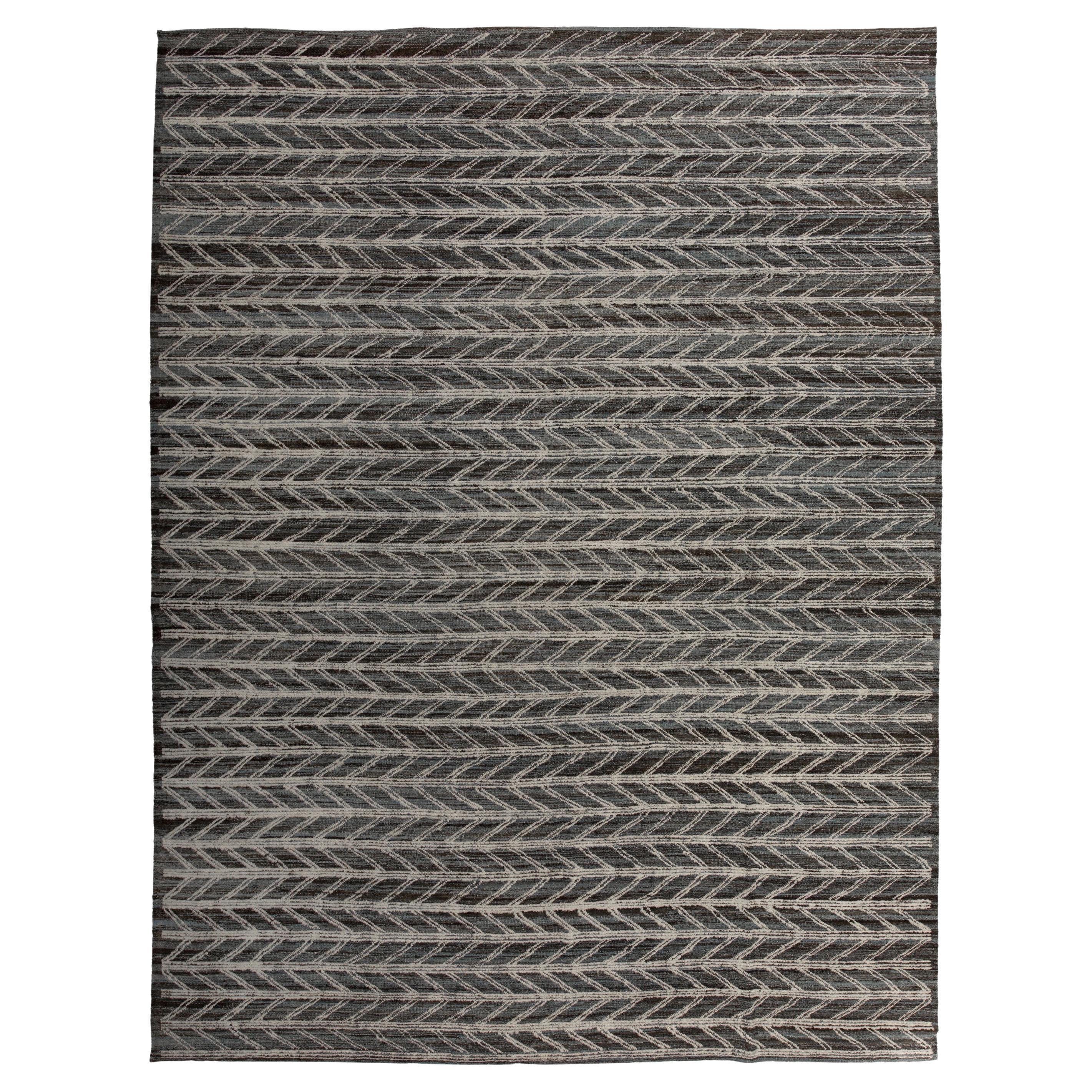 abc carpet Tapis en laine moderne Zameen noir - 10'9" x 14'. en vente