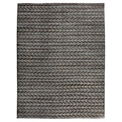 Black Zameen Modern Wool Rug - 10'9" x 14'