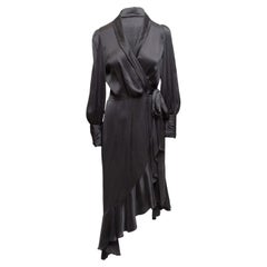 Black Zimmermann Long Sleeve Silk Wrap Dress Designer Size 1