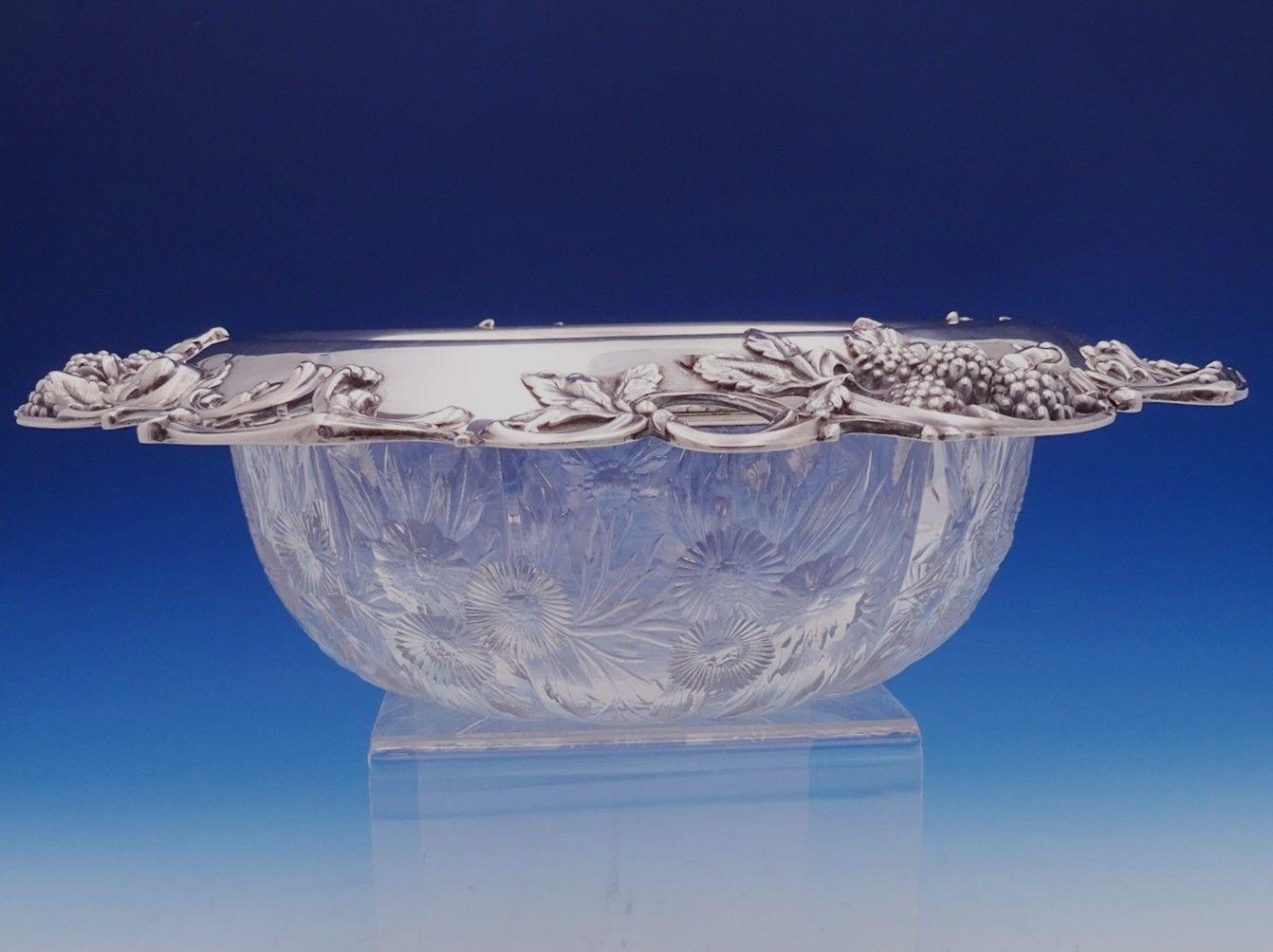 American Blackberry by Tiffany & Co. Sterling Silver Fruit Bowl with Cut Glass Leaves