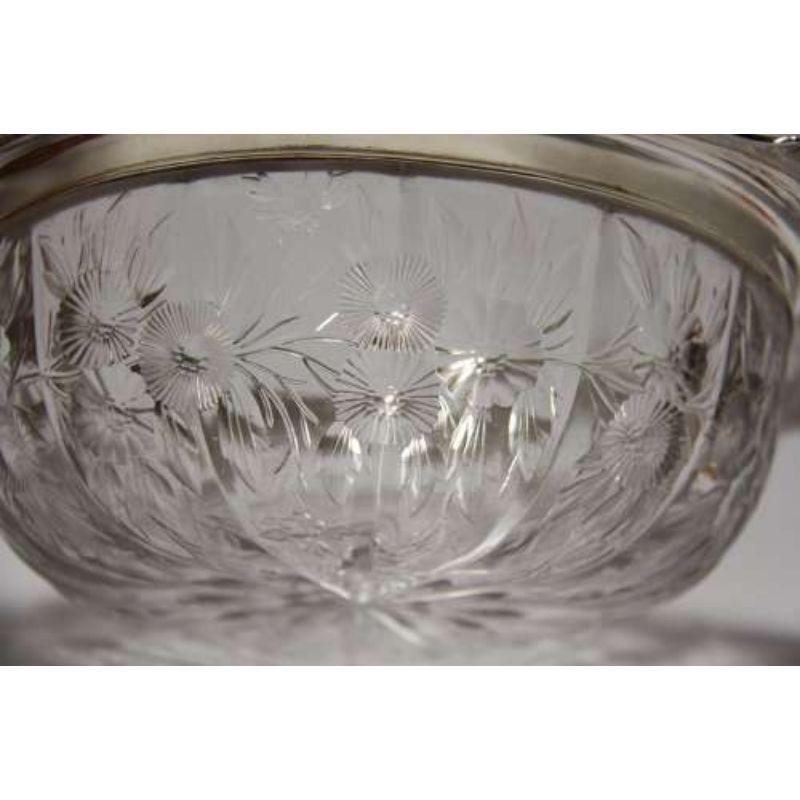 Blackberry by Tiffany & Co Sterling Silver Fruit Bowl with Cut Glass Leaves For Sale 9