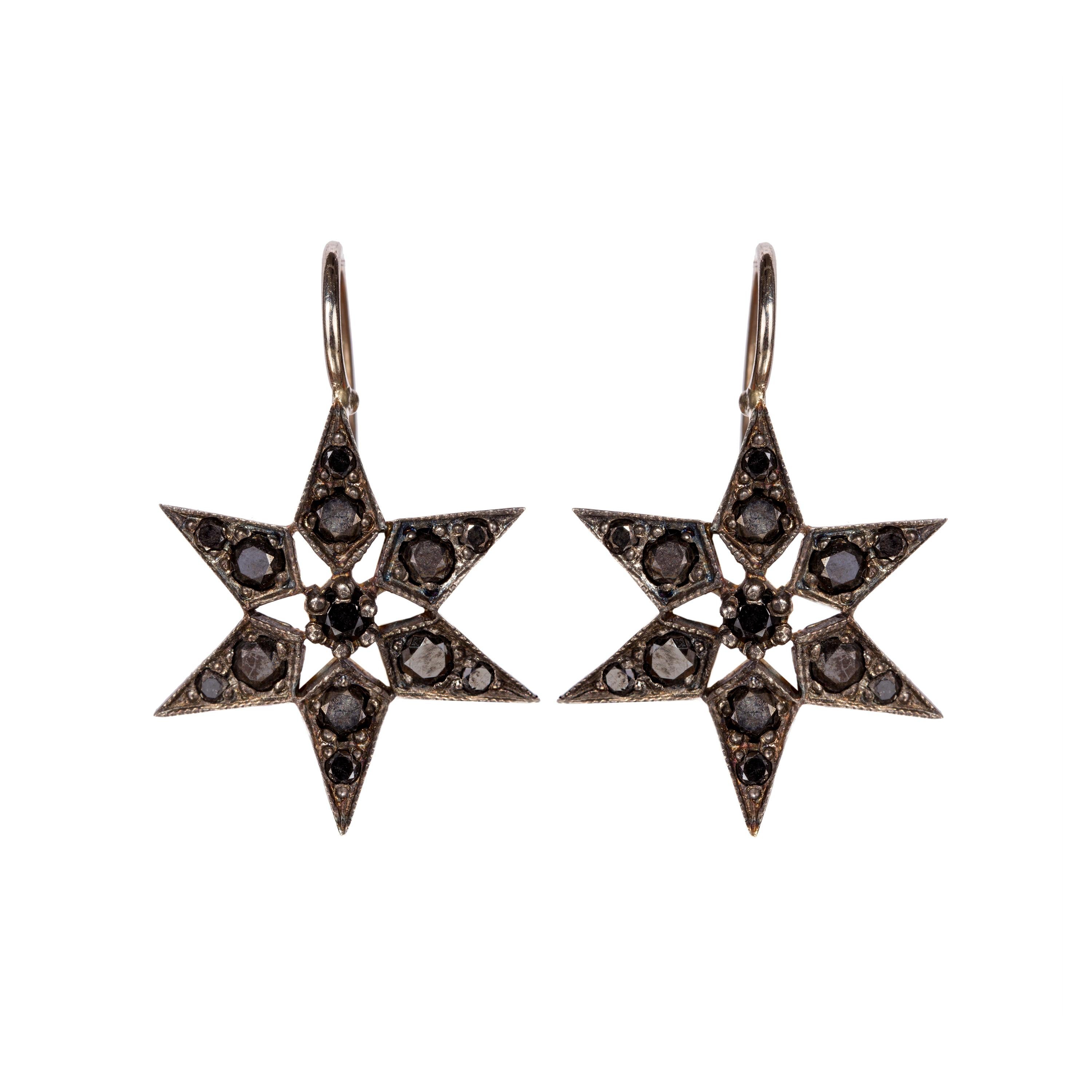 Black Diamond, White Gold 'Fancy Star' Earrings