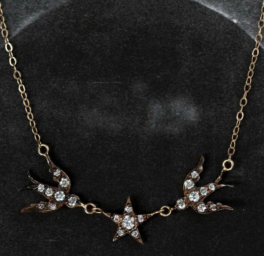 Artist Diamond Bird Star Swallow Necklace