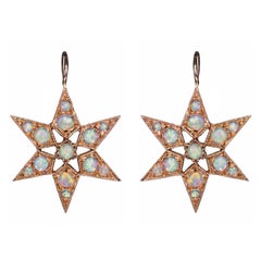 Blackbird and the Snow - Rose gold opal Star Victorian Vogue earrings