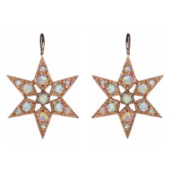 Blackbird and the Snow - Rose gold opal Star Victorian Vogue earrings 