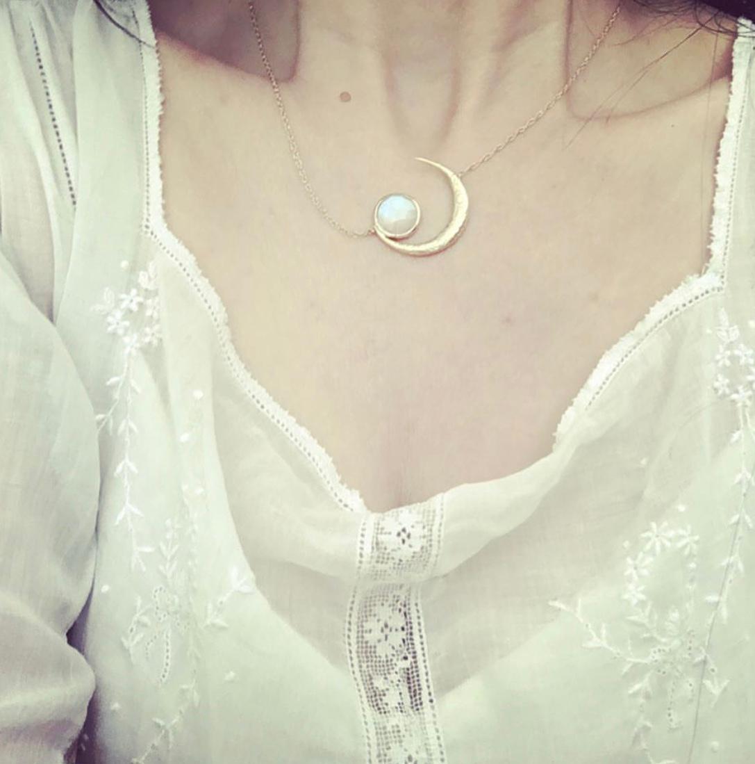 moonstone crescent necklace