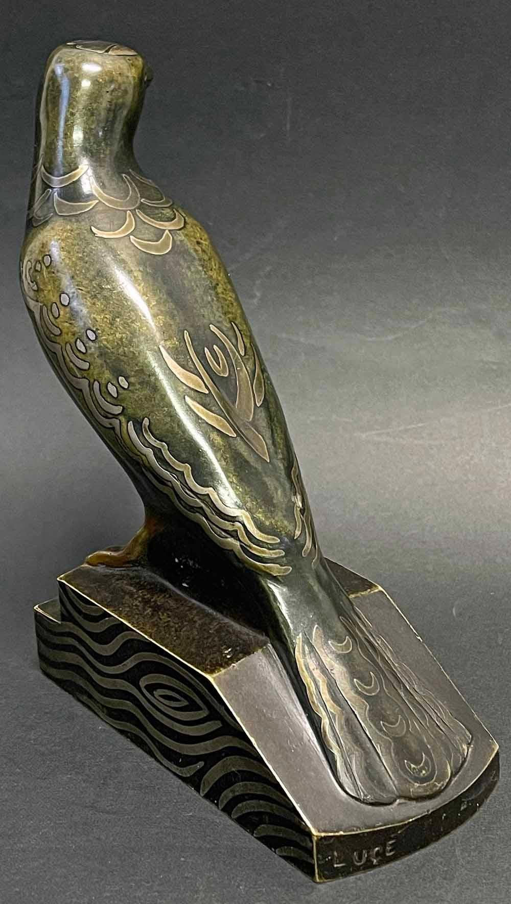 Art déco « Birdbird », rare sculpture en bronze Art Déco de Jean Luce, Dinanderie en vente