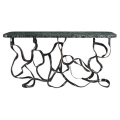 Blackbuck Console in Brass & Precious Stone Overlay Top, Viya by Vikram Goyal