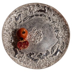 Blackbuck Silver Plated Round Platter in Brass, Viya by Vikram Goyal