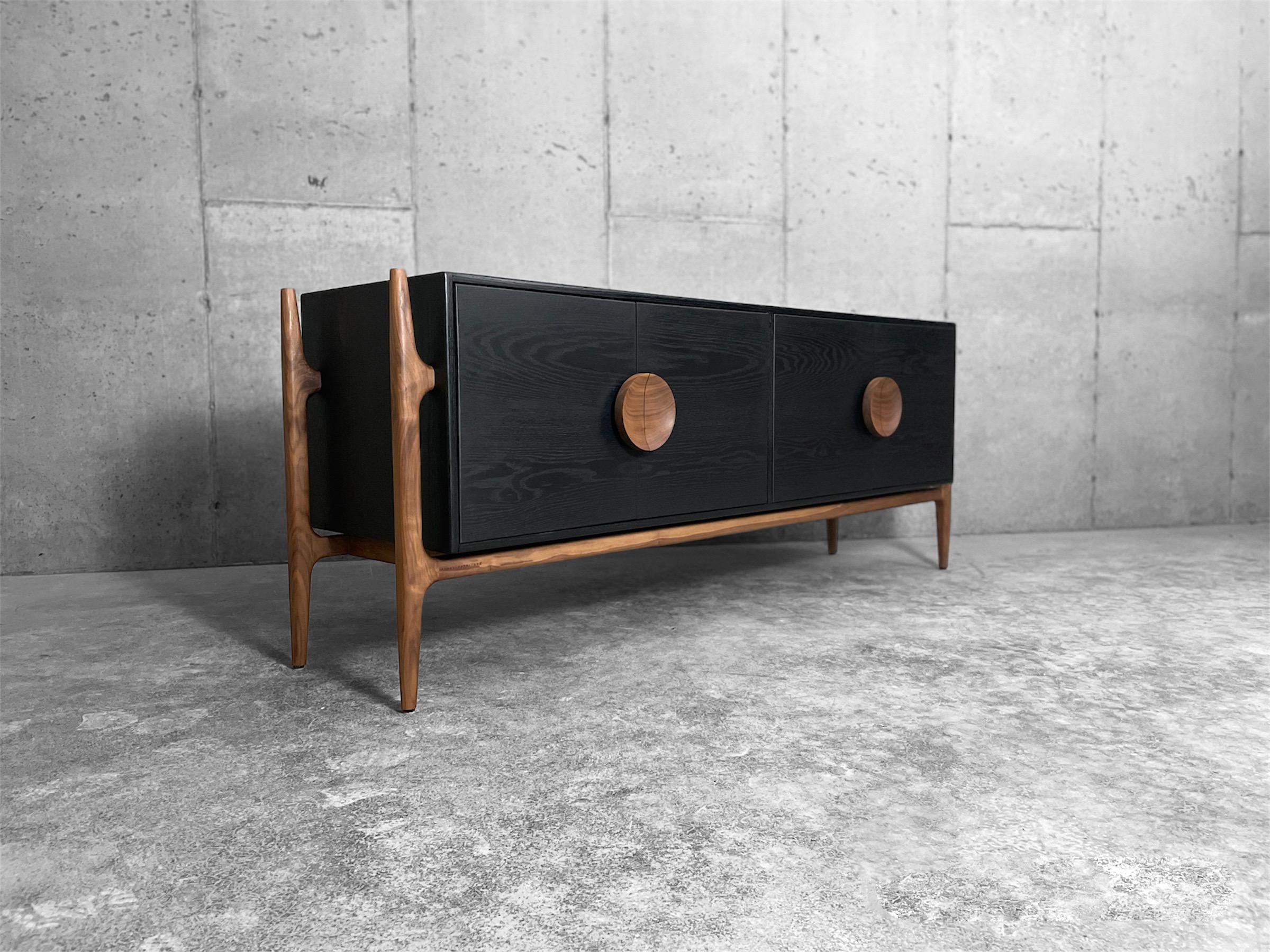 Blackened Blacked Out & Walnut Sideboard No.1 by Kirby Furniture For Sale