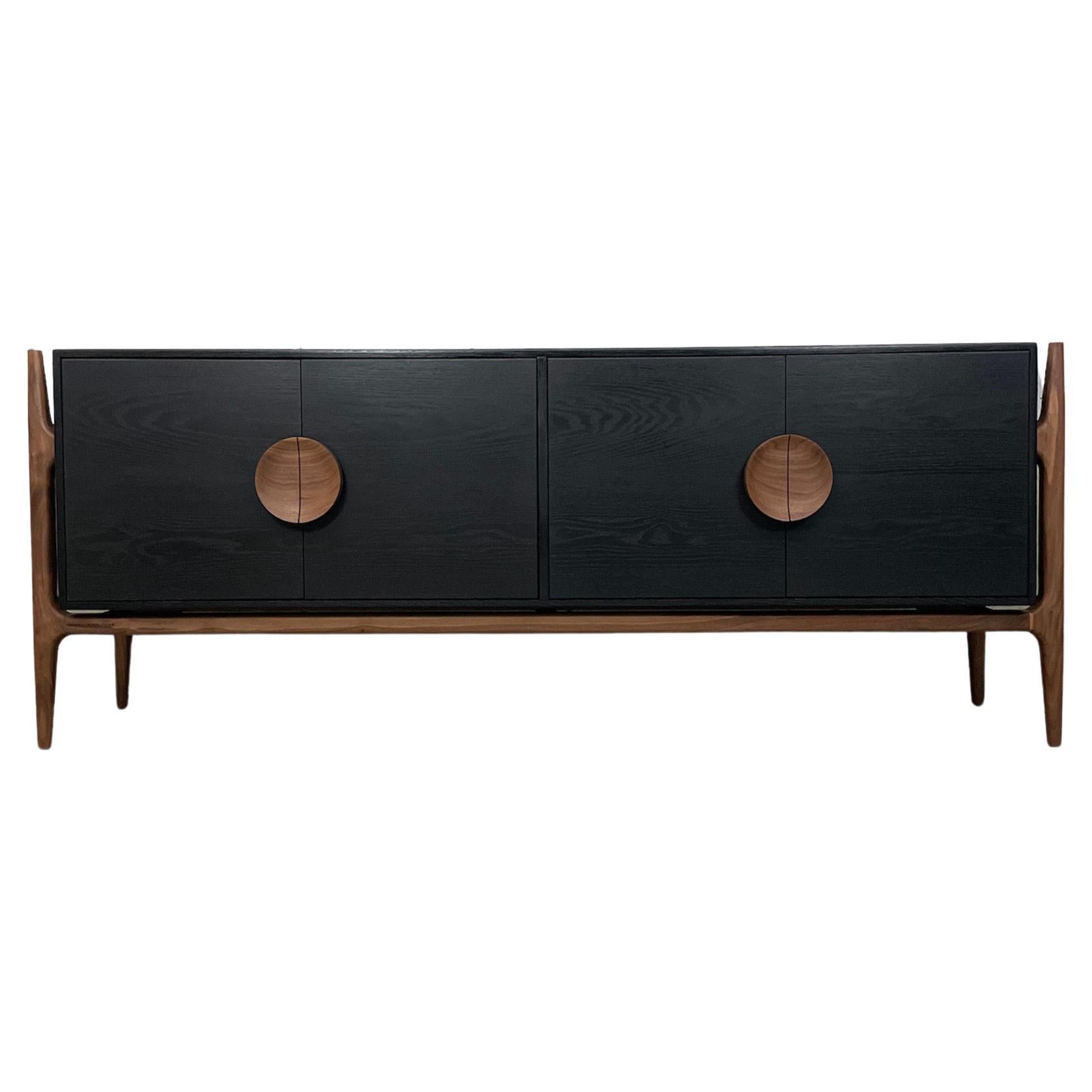 Blacked Out & Walnut Sideboard No.1 by Kirby Furniture For Sale