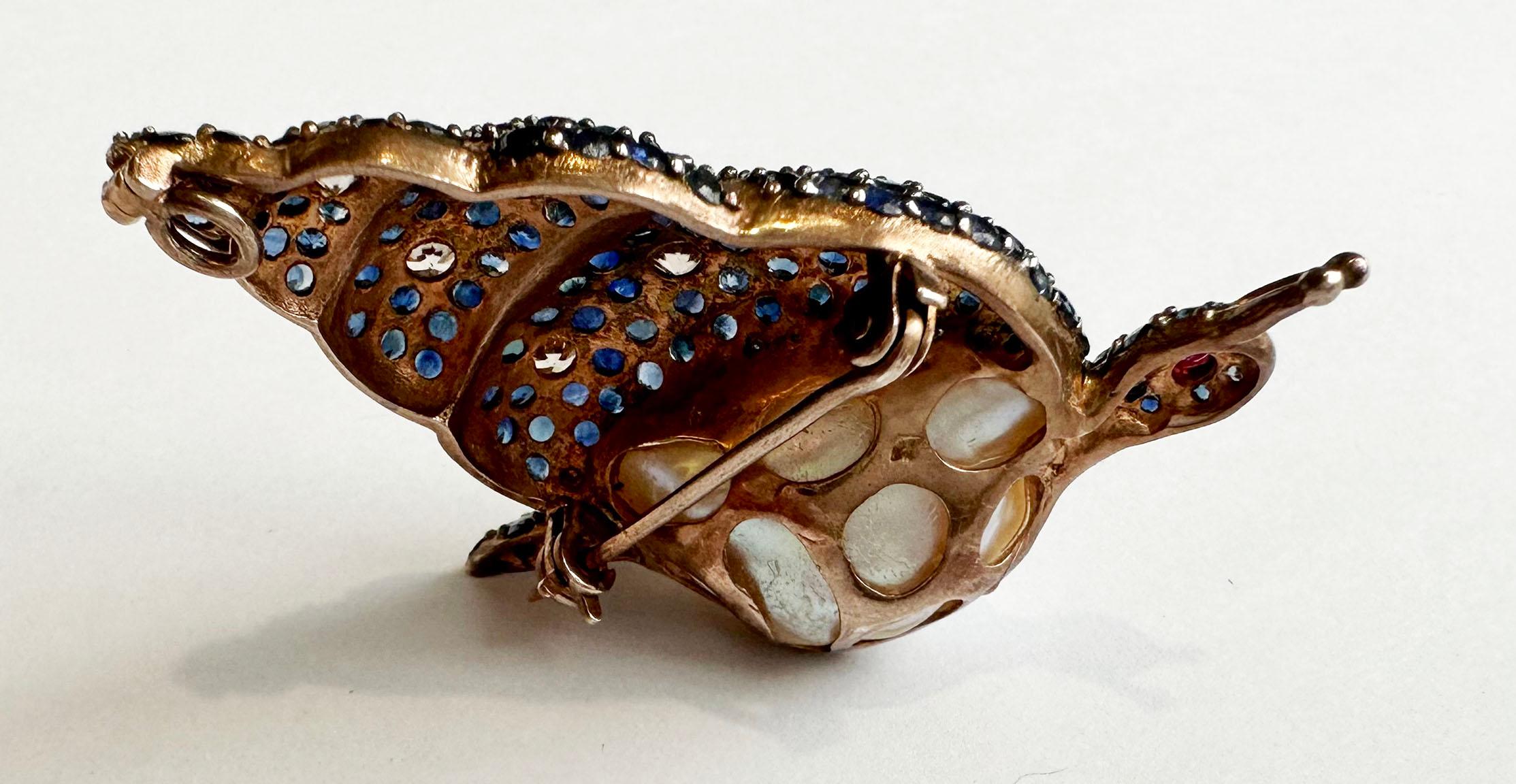 Blackened and Rose Gold Plated Silver Snail Brooch/Pendant For Sale 9