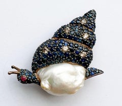 Blackened and Rose Gold Plated Silver Snail Brooch/Pendant