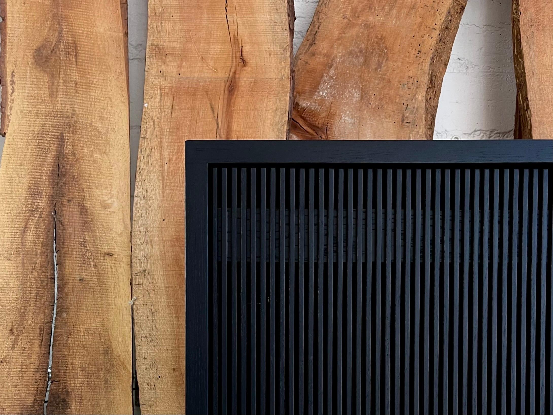 Blackened Ash Slatted Credenza - Custom Size: 64