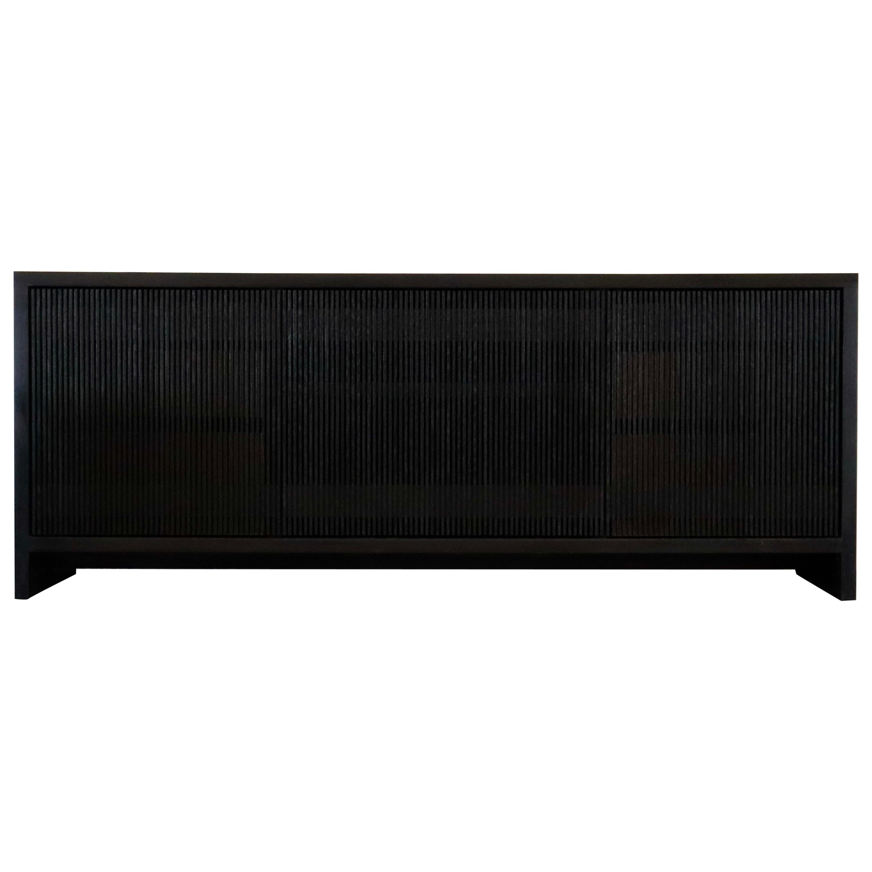 Blackened Ash Slatted Credenza - Custom Size: 64" x 36" x 16"
