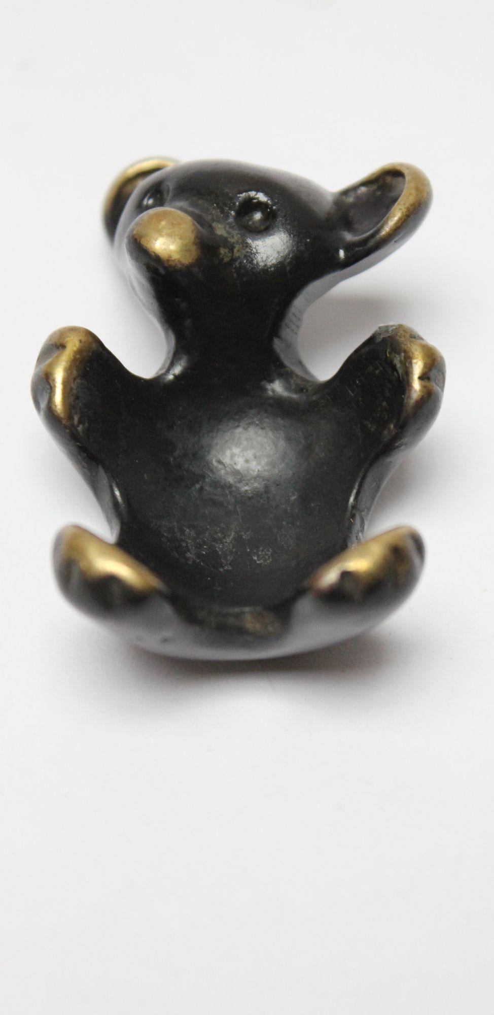 Mid-Century Modern Blackened Brass Bear Candleholder/Figurine by Walter Bosse and Herta Baller For Sale