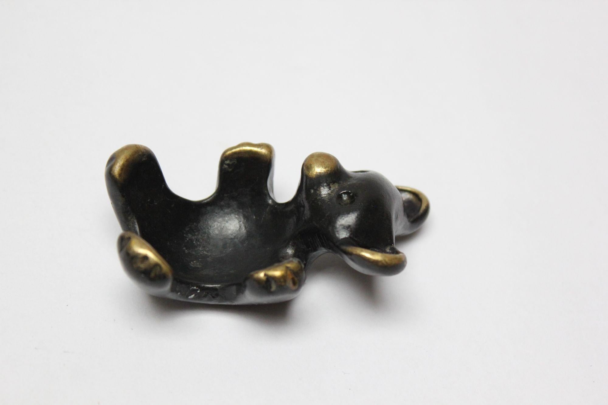 Patinated Blackened Brass Bear Candleholder/Figurine by Walter Bosse and Herta Baller For Sale