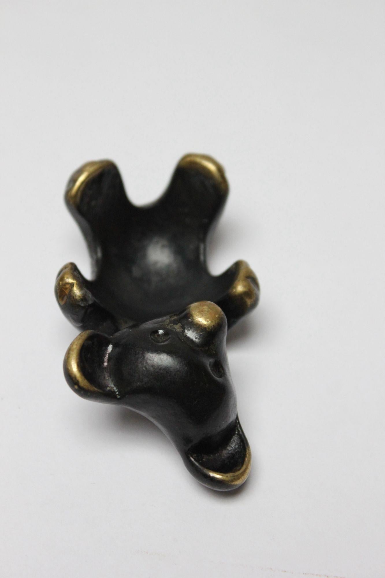 Blackened Brass Bear Candleholder/Figurine by Walter Bosse and Herta Baller In Good Condition For Sale In Brooklyn, NY