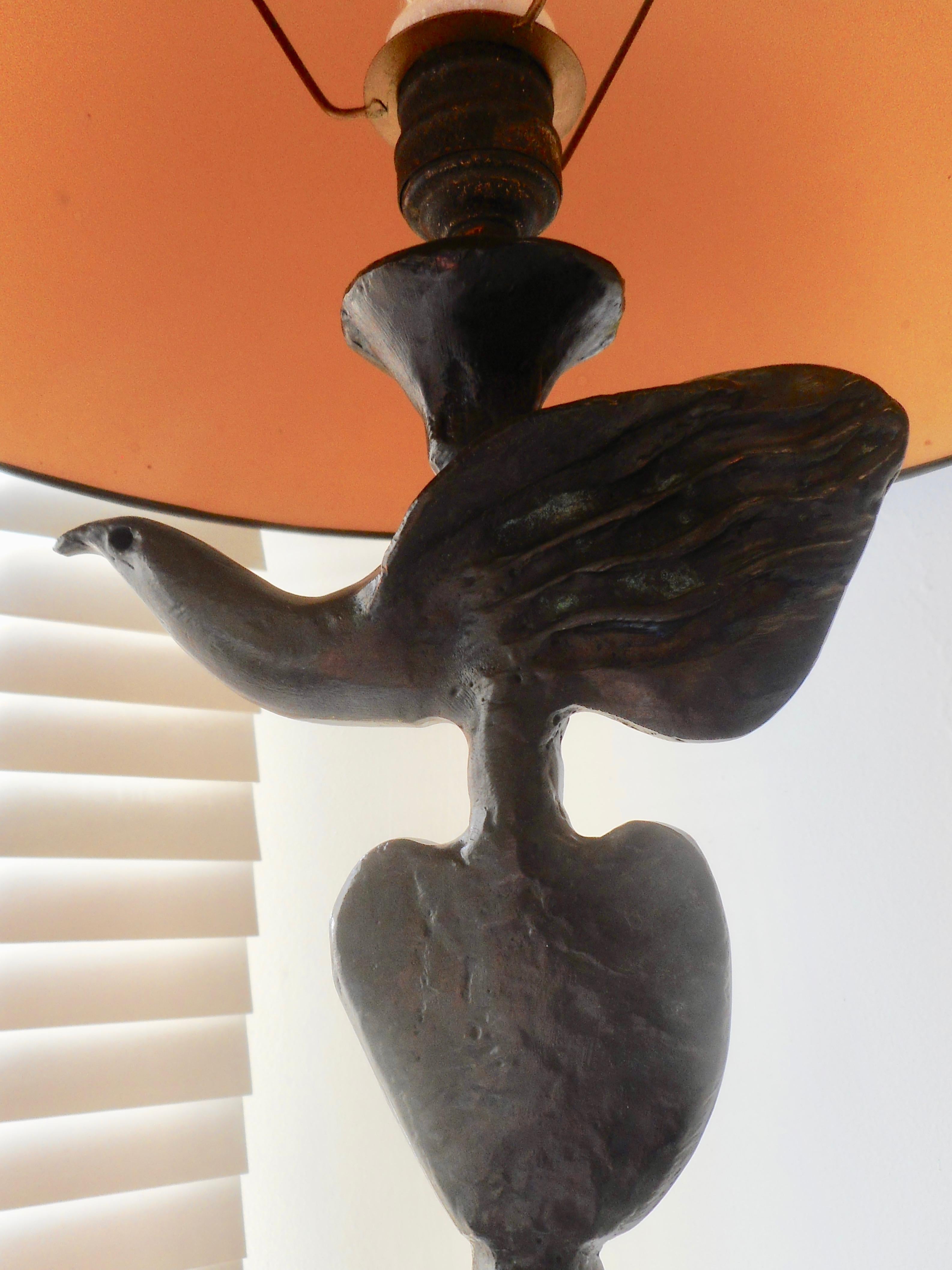 Mid-Century Modern Blackened Bronze Lamp by Pierre Casenove for Fondica, France, 1990 For Sale