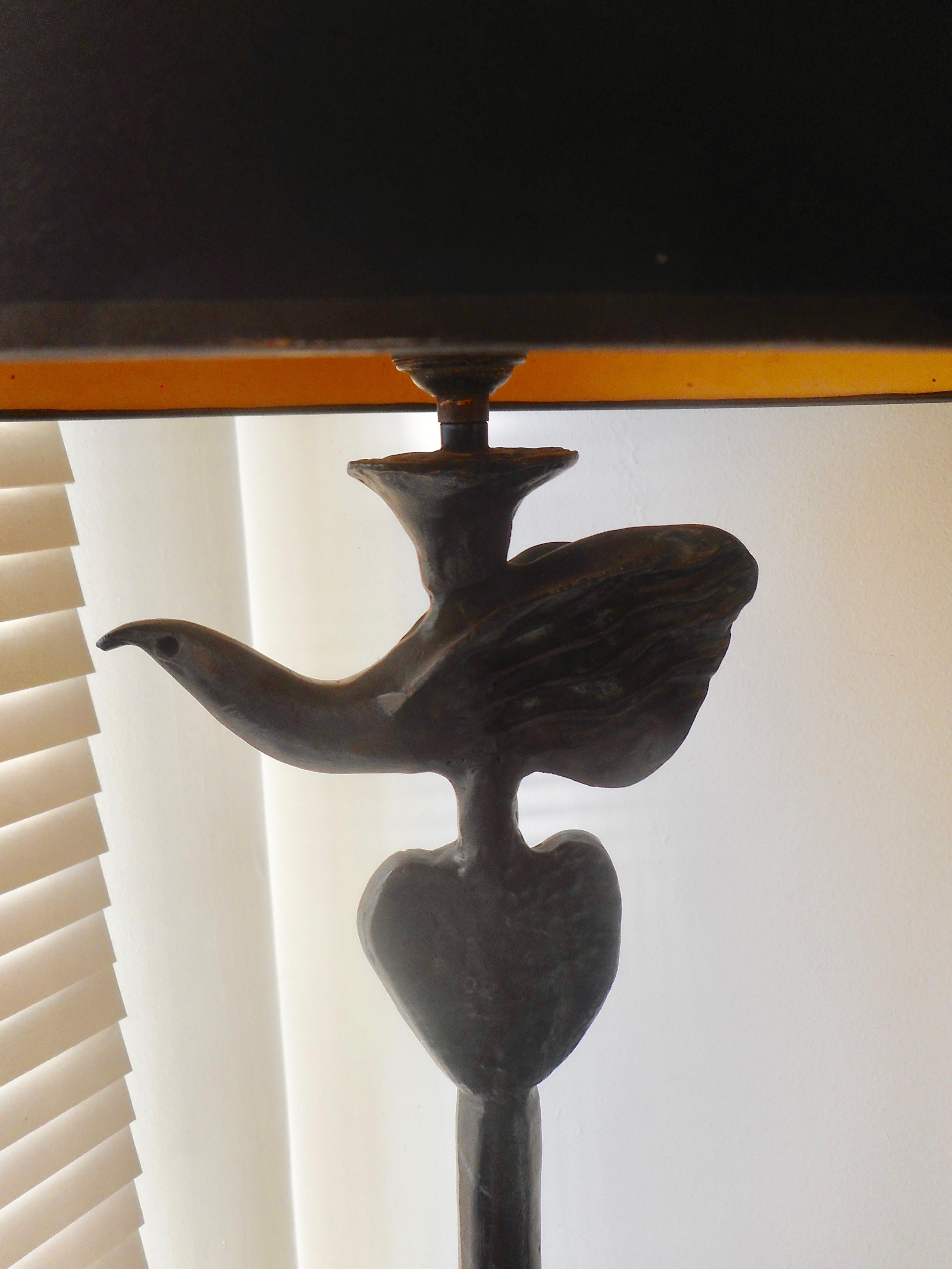 French Blackened Bronze Lamp by Pierre Casenove for Fondica, France, 1990 For Sale